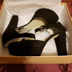 Michael Kors Haven Black Suede Heels